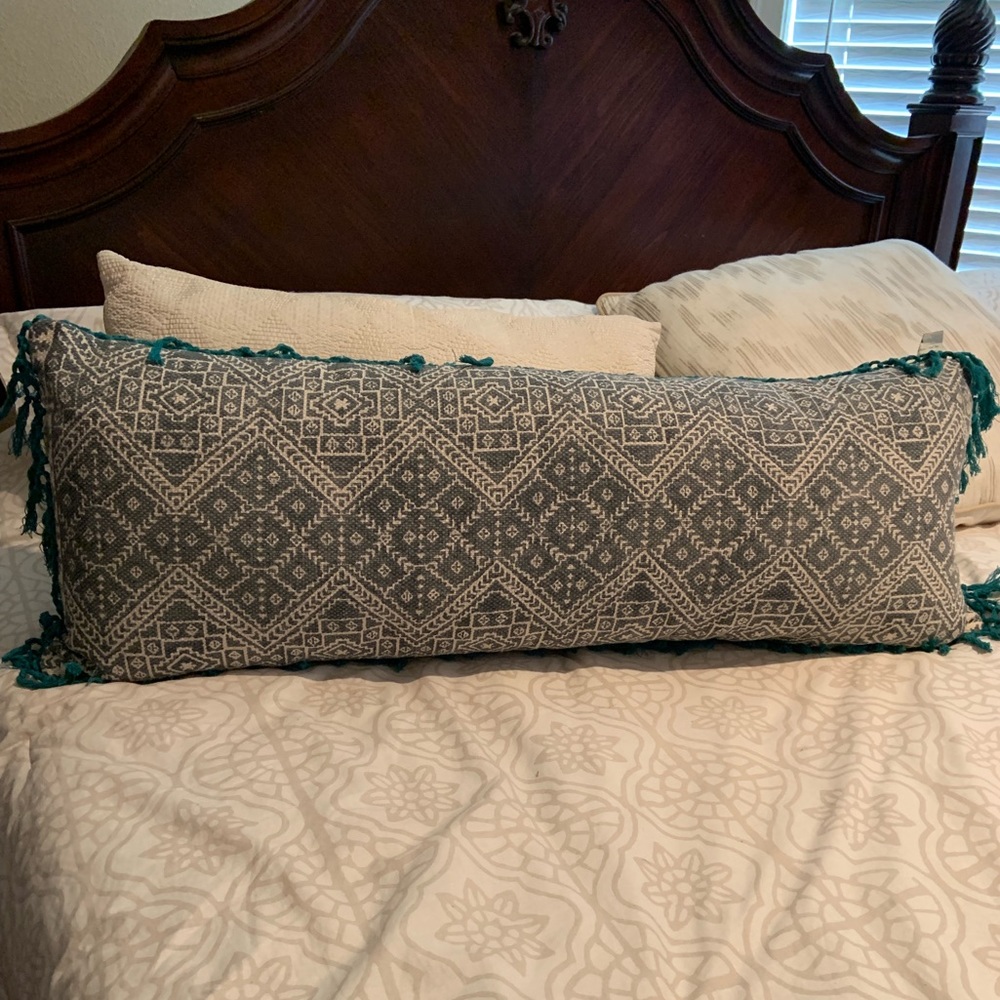 Boho teal accent pillow